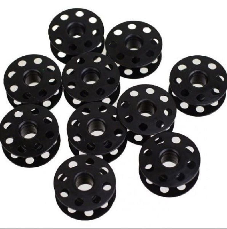 Sanayi Tipi Düz Dikiş Makinası Metal Delikli Siyah Masura (10 Adet)