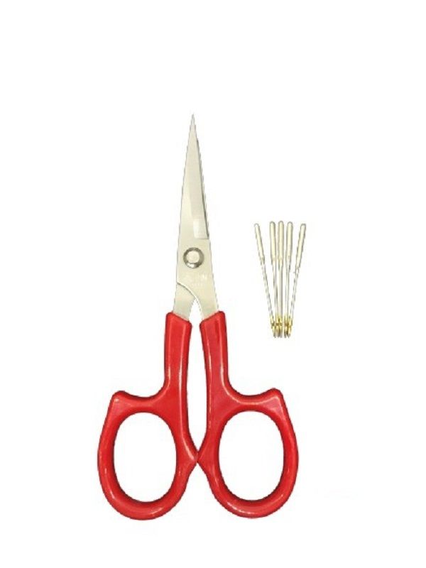 Pin Düz Uçlu Nakış Makası ve 5 Jarse İğnesi (Groz Beckert) ile