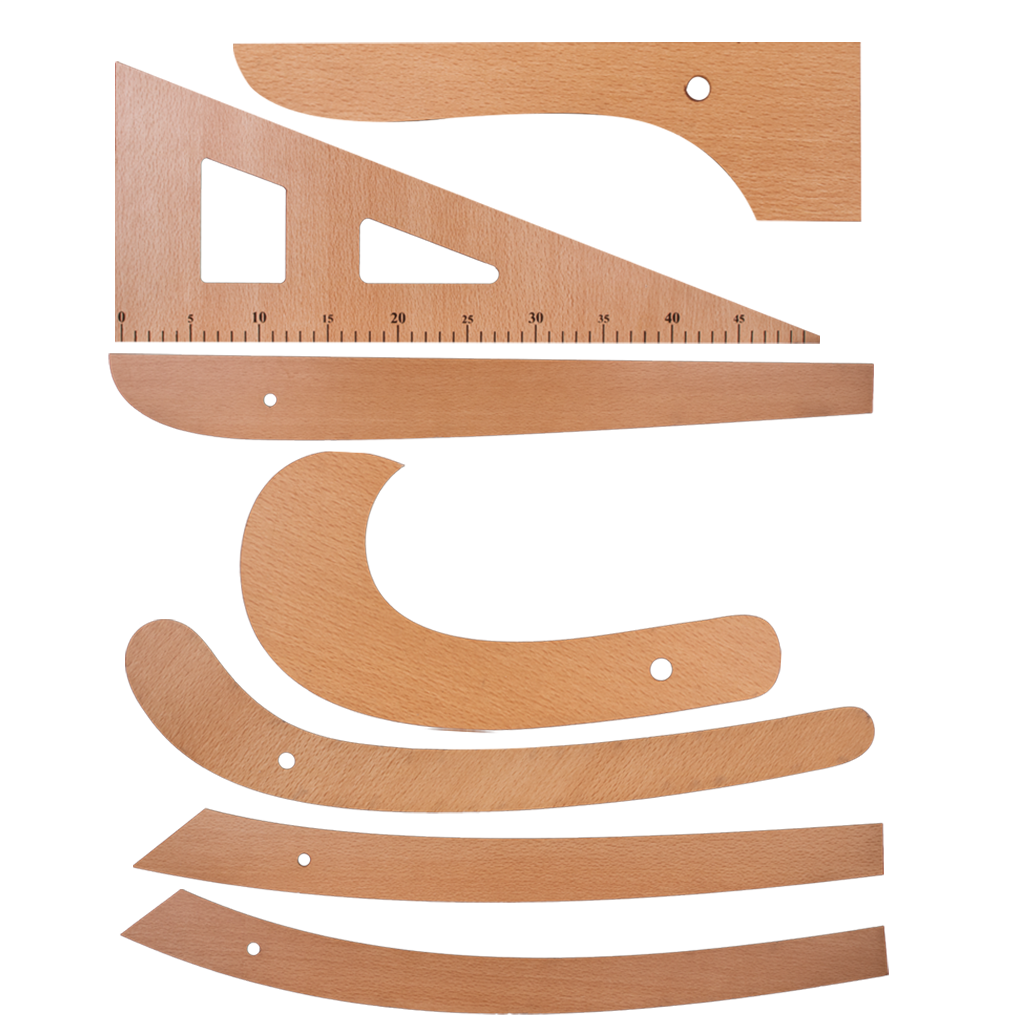 Riga Cetvel Takımı 7 Parça Ahşap